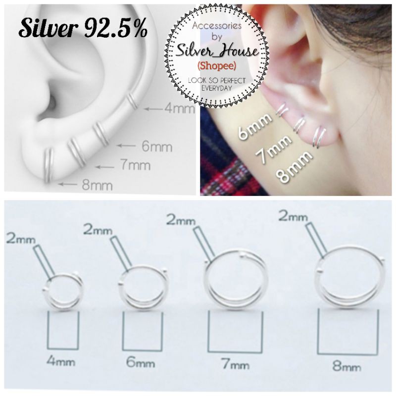 ต่างหูเงินแท้​ 92.5% ห่วงสปริง​(ราคาต่อคู่)​ สไตล์มินิมอล​ สวยเก๋มากค่ะ