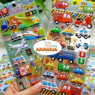 สติ๊กเกอร์อัดนูน3D รถยานพาหนะ(50ลาย)สำหรับเด็ก น่ารัก