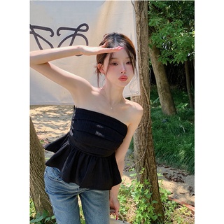 เสื้อท็อปส์ แต่งระบาย แบบสั้น สําหรับเด็กผู้หญิง