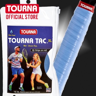 TOURNA TAC กริปเทปพันด้ามแบบหนึบ Blue- Tour Pack, 10 XL grips on roll  บรรจุ 10 ชิ้น กริปไม้เทนนิส กริปไม้แบดม