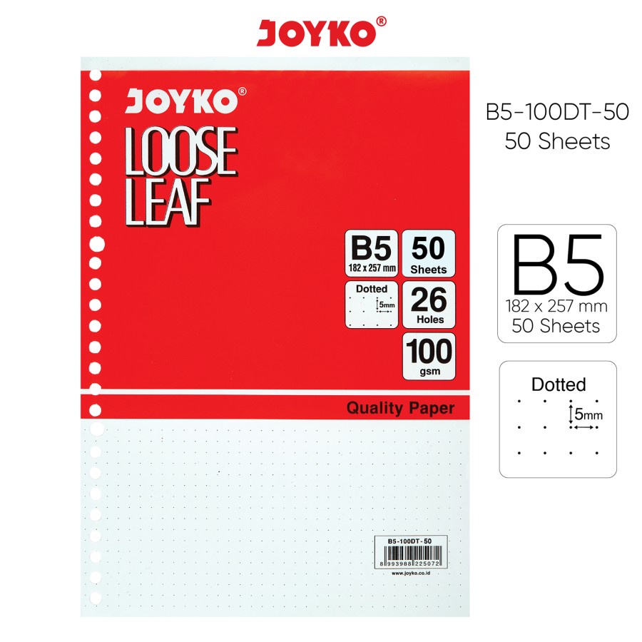 กระดาษเครื่องผูกลายจุด Joyko B5-100DT 50 แผ่น