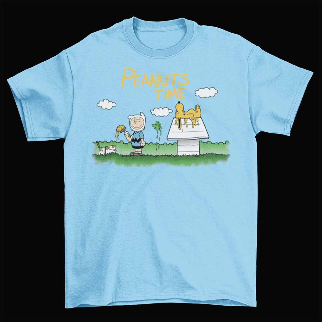 ใหม่ เสื้อยืด ผ้าฝ้าย พิมพ์ลาย Adventure Time Charlie Brown Finn Jake Snoopy สําหรับผู้ชาย