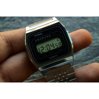 นาฬิกา Vintage มือสองญี่ปุ่น Casio 155 B819  Digital ผู้ชาย กรอบเงิน NOS New old Stock never USE ใช้งานได้ปกติ สภาพดี