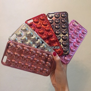 เคสหัวใจ เมทัลลิคนิ่ม 5สี เงิน/ดำ/โรสโกล/ชมพู/แดง