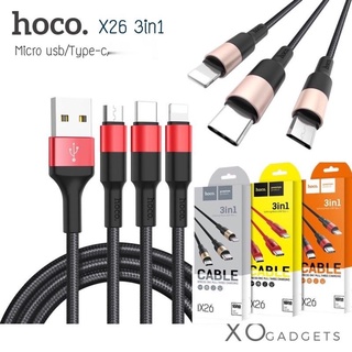 Hoco X26 สายชาร์จ 3in1 ip / Type-c / micro usb ชาร์ท สายชาร์จ3IN1 สายชาร์จ3หัว (รับประกัน1ปี)