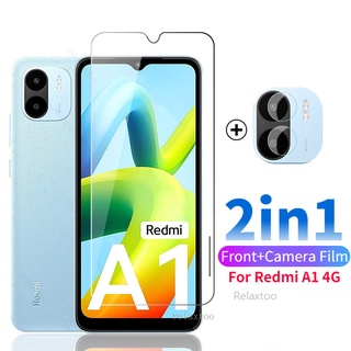 2in1 ฟิล์มกระจกนิรภัยกันรอยหน้าจอ แบบโค้ง เต็มจอ HD สําหรับ Xiaomi Redmi A1 A 1 RedmiA1 4G