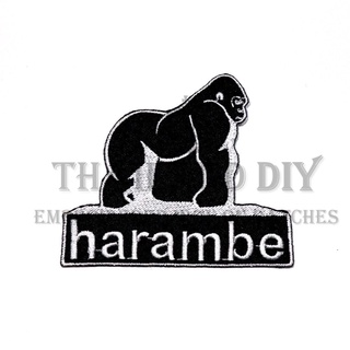 ตัวรีดติดเสื้อ ลาย กอริลลา ลิง ฮารัมเบ Harambe Gorillas Monkey Cartoon Patch งานปัก WOP DIY ตัวรีด อาร์มติดเสื้อ กระเป๋า