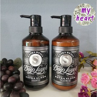 Deep Layer Extra Sleek Shampoo 500/800 ml/Treatment 470/800 g แชมพู ครีมนวดผม สำหรับผมเส้นเล็ก แห้งเสีย