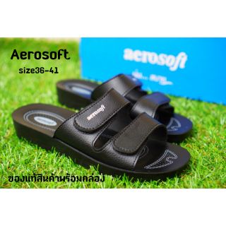 SIZE36-41 Aerosoft รองเท้าแตะผู้หญิงPUนุ่มสบาย รหัสA2103 สีดำ