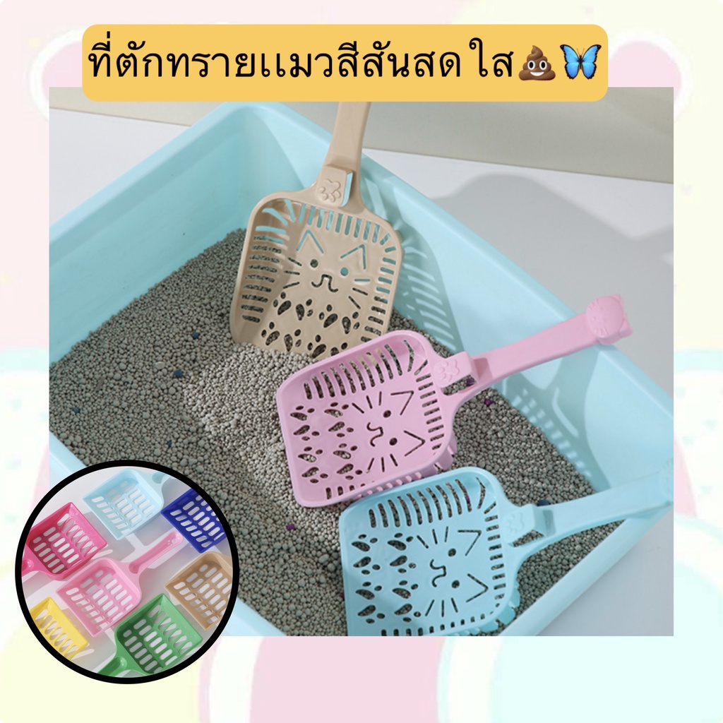 ซื้อ PP-053 ที่ตักทรายเเมว สีสันสดใส สำหรับห้องน้ำแมว กระบะทรายแมว ราคาถูก พร้อมส่ง💚🤪