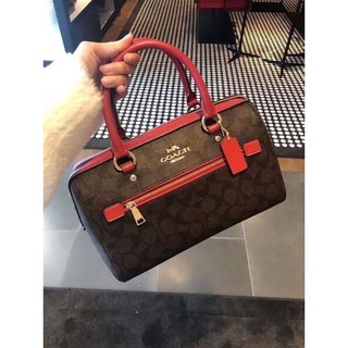 COACH ROWAN SATCHEL BROWN RED COLOUR