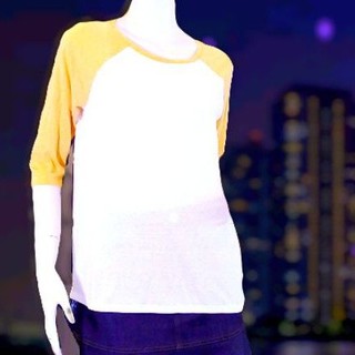 เสื้อ CPS (CHAPS) เสื้อยืดสีขาวแขนสามส่วนสีเหลือง size M