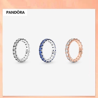 Pandora แหวนเงิน เกรด 925 ประดับเพชร สีฟ้า สําหรับผู้หญิงตั้งครรภ์