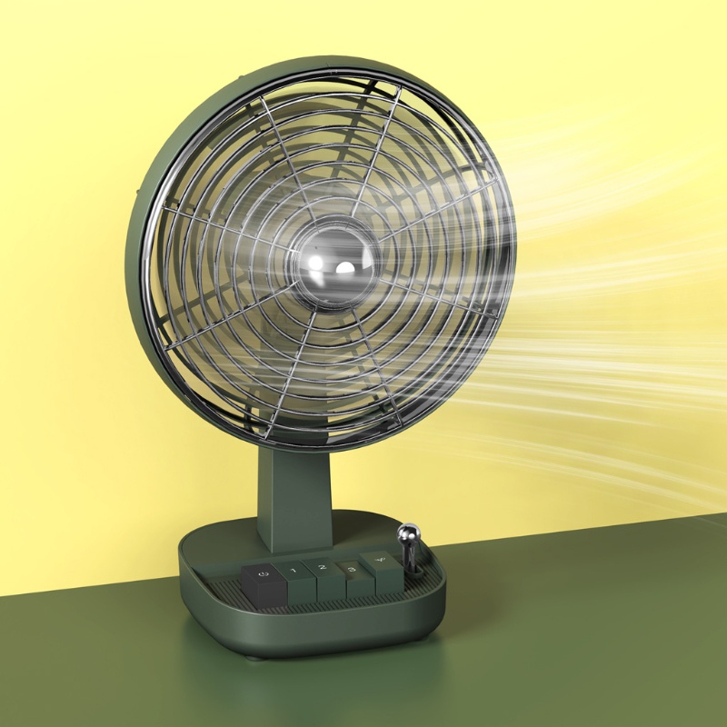 HSV Rechargeable 4000mAh 8inch 4 Speed Table Fan Shaking Head Desk