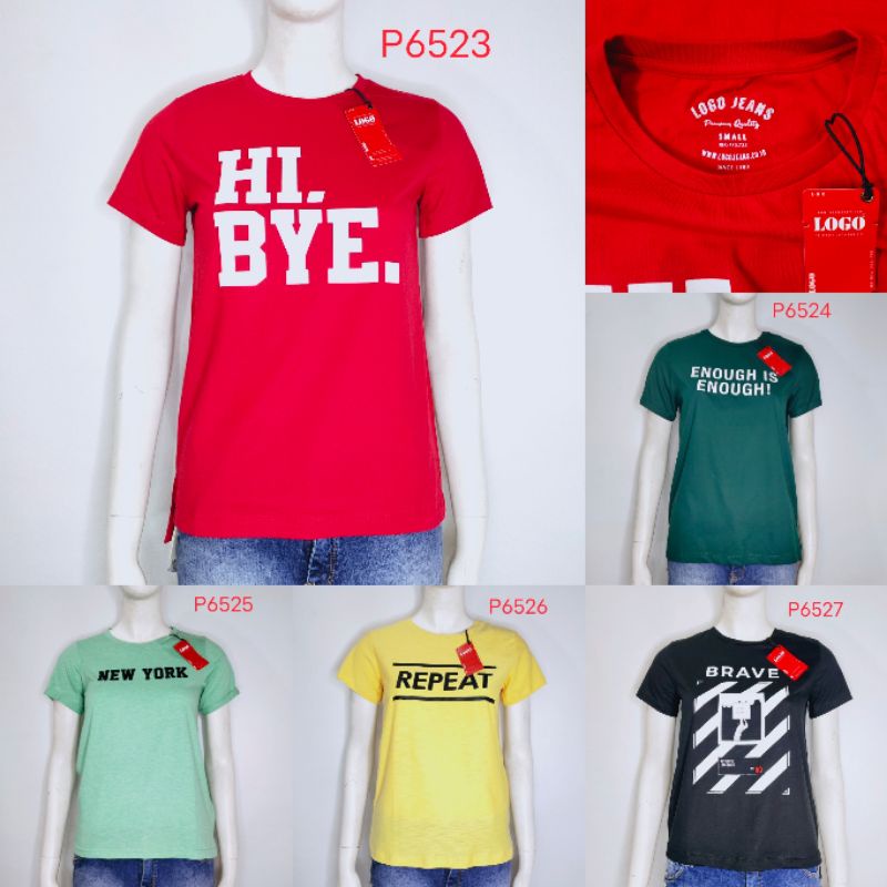 โลโก้กางเกงยีนส์ผู้หญิงเสื้อยืด P6523 P6524 P6525 P6526 P6527 P96RJK