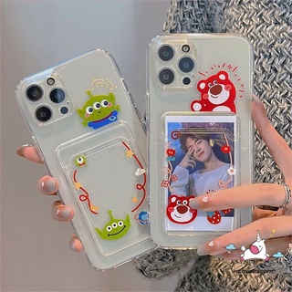 เคสโทรศัพท์มือถือแบบนิ่ม ใส ลายการ์ตูน Toy Story พร้อมช่องใส่บัตร สําหรับ iPhone 7plus 11 12 13 14 pro Max 6 6s 7 8 14 plus X XR XS Max SE