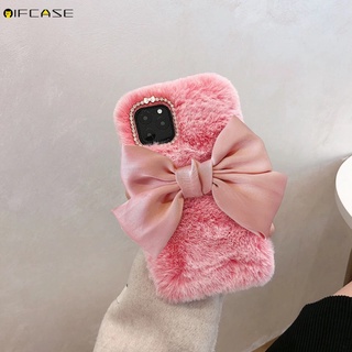 Samsung Galaxy J8 J6 A8+ A8 Plus 2018 J2 Grand Prime M42 F62 M62 M80s M51 M31 Prime M31s M30s M21 M12 M11 M10 M01 Phone Case Bowknot Bow Hairy Plush Winter Warm Cute Gray Pink Soft TPU Casing Cases Case Cover