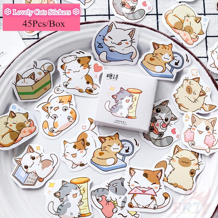 ❉ Lovely Cats ป้ายสติกเกอร์ ❉45Pcs/Box DIY Decals สติ๊กเกอร์ Sealing สติ๊กเกอร์