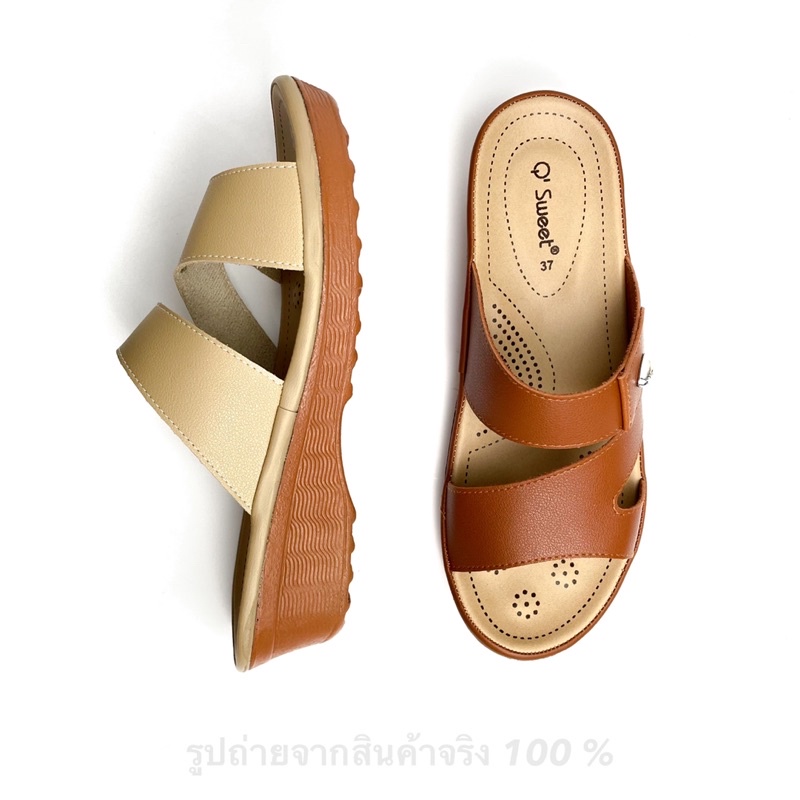 รุ่นใหม่ เสริมนิ่ม 2 เท่า⭐️รองเท้าแตะเพื่อสุขภาพ ผู้หญิง แบบสวม พื้นนิ่ม เบา ใส่สบาย สูง 2 นิ้ว