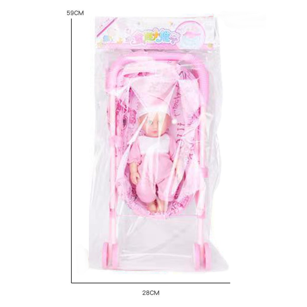 รถเข็นเลี้ยงน้อง (รถเหล็ก) ตุ๊กตามีเสียง**ร้องได้** ตุ๊กตาเลี้ยงน้องพร้อมชุดรถเข็น ของเล่นรถเข็นมีตุ๊กตา รถเข็นBaby - รูปที่ 6