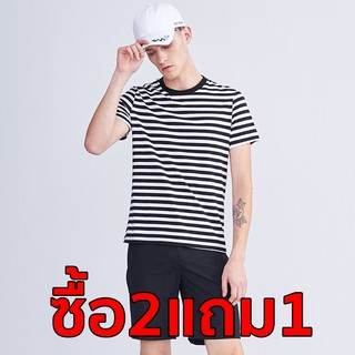 [ซื้อ2แถม1] Caspa เสื้อยืดลายทาง Size S M L XL XXL มี2 Cuttingคุณภาพ - M399T FlashSale