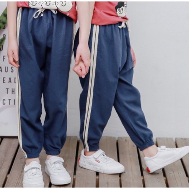 BP994A กางเกงวอร์ม 9 ส่วน จั๊มขา แถบข้าง เชือกแต่ง ผ้าฝ้าย *น้ำเงิน* (1ข/2ข/3ข/4ข/5ข/6ข/7ข/8ข)