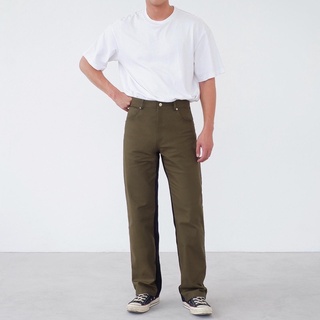 Hunter Studios - กางเกงยีนส์ทรงกระบอก ตัดต่อ2สี รุ่น Twotone Pants