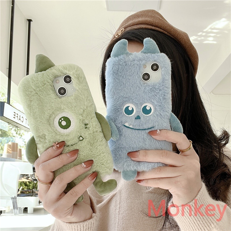 ตลกน่ารัก 3D Little Monster Plush Fur เคสโทรศัพท์สําหรับ OPPO Realme 9 9I C25S C21Y A15 A16 A5S A3S 