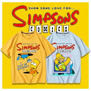 เสื้อยืด Simpson เสื้อยืดผู้ชายแบรนด์แขนสั้นอะนิเมะการ์ตูนพิมพ์ครึ่งแขนนักเรียนสบายๆเสื้อยืดผ้าฝ้ายหลวม