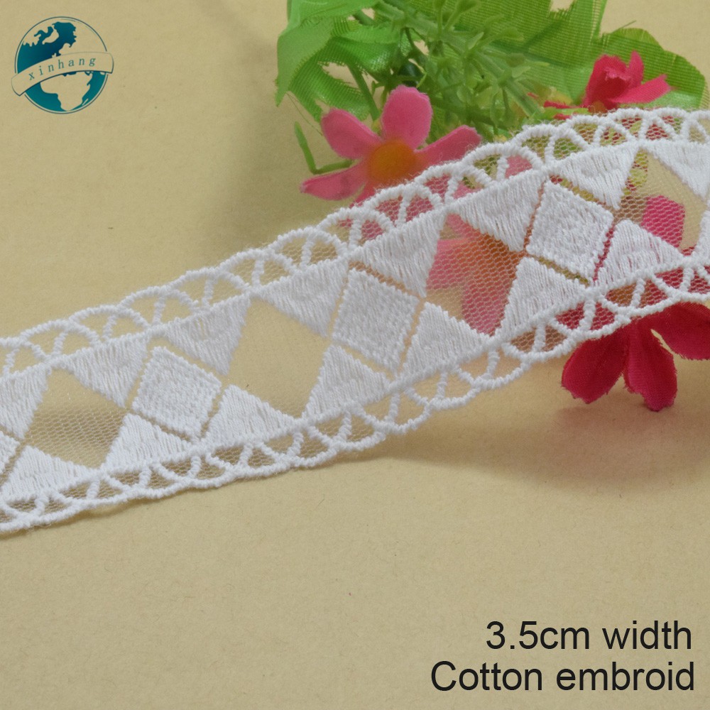 กว้าง 3.5 ซม.ผ้าฝ้ายเย็บปักถักร้อยขอบลูกไม้ลูกไม้ผ้า guipure diy trims มินิเดรสลูกไม้ริบบิ้น garment อุปกรณ์เสริม 2882