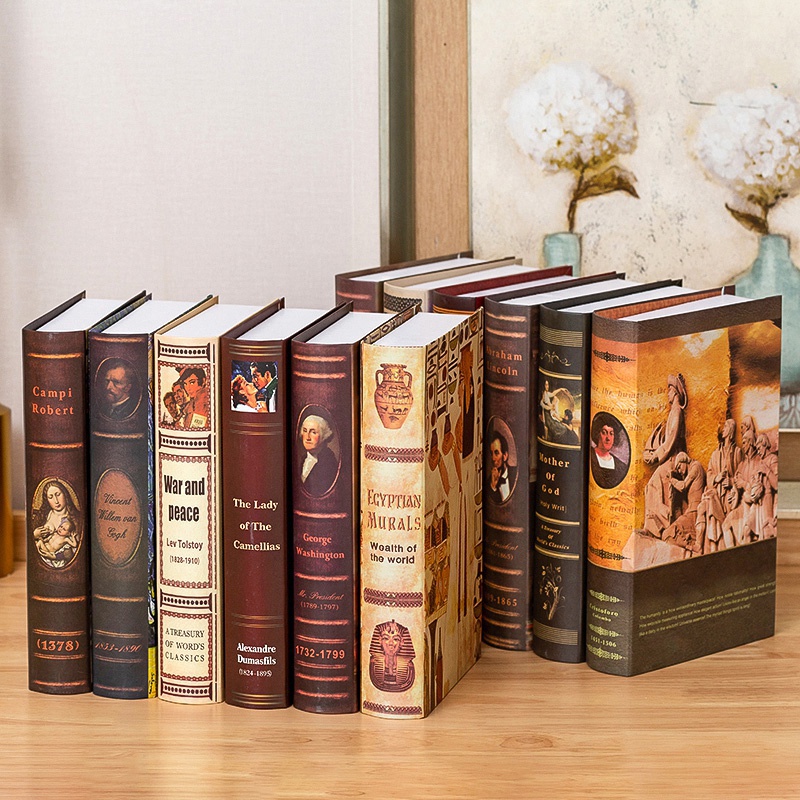 หนังสือปลอมสไตล์ย้อนยุคอุปกรณ์เสริมถ่ายภาพสําหรับตกแต่งห้องนอน