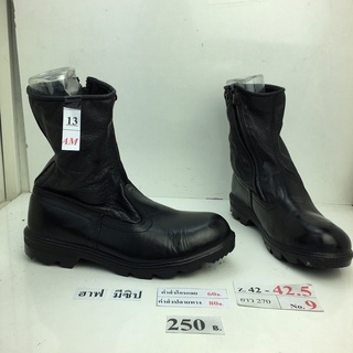 รองเท้าฮาฟ มีซิปข้าง Half boots with side zip หนังสีดำ มือสอง นำเข้า เกาหลี