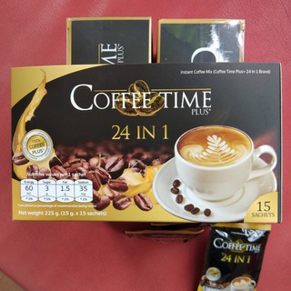 Coffee Time Plus+ คอฟฟี่ไทม์ พลัส 24 in 1 (1 กล่อง แถม 1 ซอง) กาแฟปรุงสำเร็จ พรีเมียม หอมเข้มเต็มอารมณ์มอคค่า