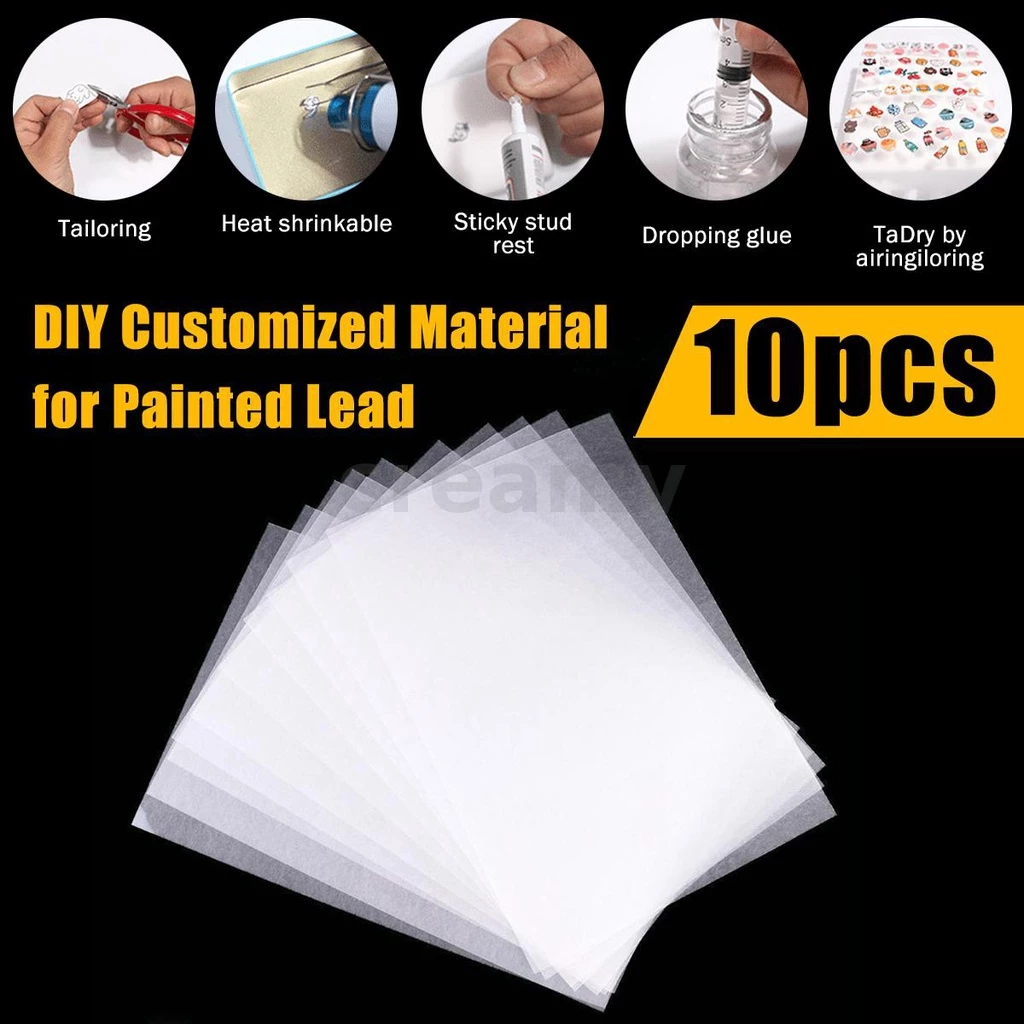CREAMY 10PCS 20X29cm กระดาษหดความร้อนฟิล์มหดแผ่นกระดาษสำหรับ DIY แขวน Charms Fine Polish