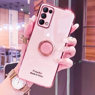 เคสโทรศัพท์มือถือลายกลิตเตอร์พร้อมแหวนแม่เหล็กสําหรับ Oppo Reno 6 Pro+ 5F A74 A94 A54 A95 A55 5G