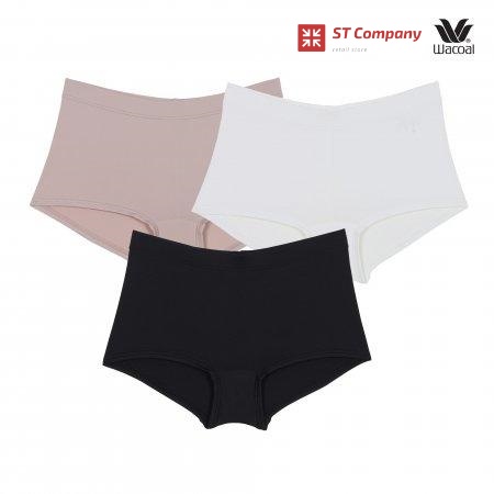 กางเกงใน วาโก้ รูปแบบขาสั้น (Boyleg) ดำ+เบจ+ครีม 3 ชิ้น รุ่น WU8457 Wacoal Boyleg Panty เนื้อผ้า Nyl