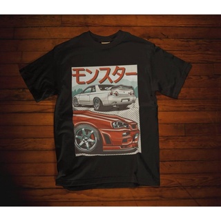 GILDAN พร้อมส่ง ขายดี เสื้อยืดแขนสั้น ผ้าฝ้าย 100% พิมพ์ลายโปสเตอร์ Nissan Skyline Gtr Japan Car Jdm ของขวัญวันเกิด สําห