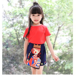 200 : เสื้อผ้าเด็ก พร้อมส่ง SET 2 - ชุดเสื้อแดง + กระโปรง