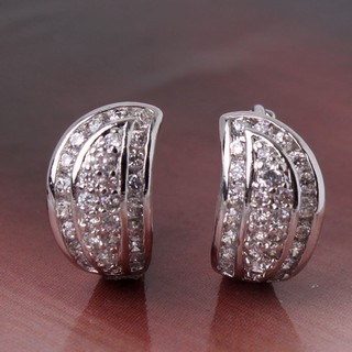 ต่างหูเพชร CZ AAA+ ตัวเรือน 18K white gold filled