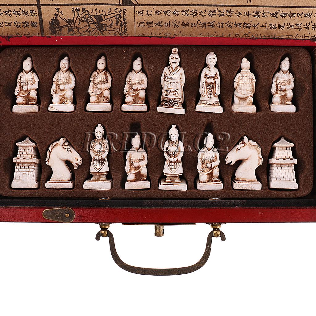 Vintage Chinese Terracotta s 32 Chess Set Wood Table Chess Games Gift