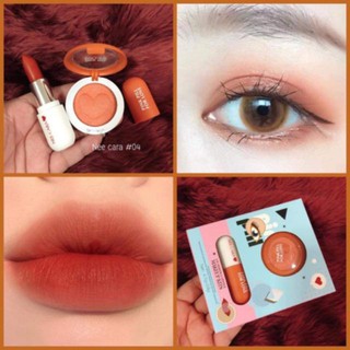 NEE CARA EYESHADOW&amp;LIPSTICK MAKE UP KIT  นีคาร่า อายแชโดว์+ลิปสติก เนื้อดินน้ำมัน -N402