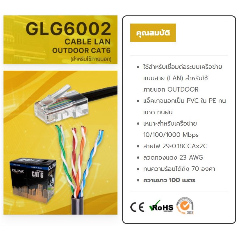 Glink Gold Series Cable Lan Cat6/Cat5e (Box) In Door/Out Door/GLG5001/GLG5002/GLG6001/GLG6002/100M