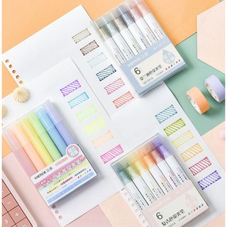 Vience Marker - Sugar Series ปากกาไฮไลท์ ปากกาเน้นข้อความ สีพาสเทล ปากกาเน้นคำ แพ้ค 6 ด้าม