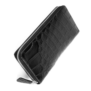 Genuine crocodile wallet pocket coin 1 zip belly part blackกระเป๋าสตางค์จระเข้