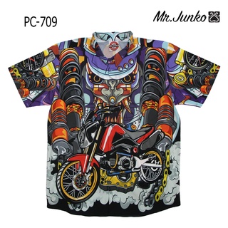 ⚡ ส่งฟรี⚡เสื้อเชิ้ต งานต่อลาย Mr-Junko ลาย motorcycle PC-709