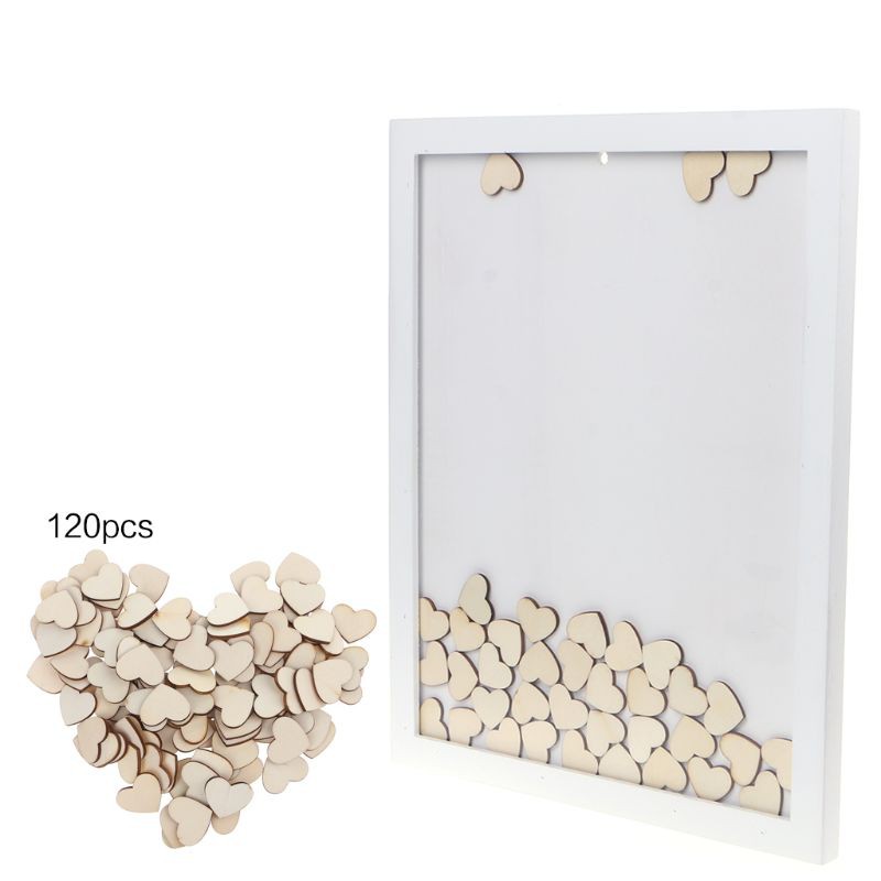 WZ Romantic Wedding Photo Frame Signature Guest BookBridal Bookcase Box With 120pcs Heart Drop Top Wooden Memory Visitor Books