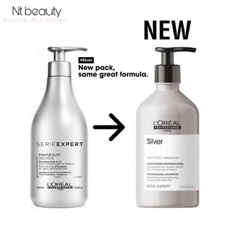 ขวดใหม่ Loreal Serie Expert Silver Neutralising Shampoo ลอรีอัล 500 ml แชมพูเทา แชมพูม่วง