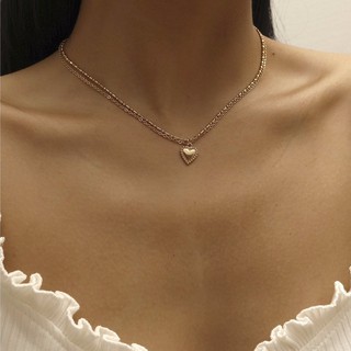 heart charm layered necklaces สร้อยคอเลเยอร์จี้หัวใจ