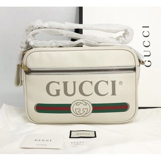 New! Gucci Print Massenger Medium สีขาว