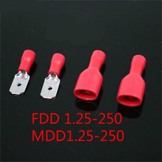 ขั้วต่อสายไฟ FDD 1.25-250 MDD1.25-250 ตัวเมีย สีแดง และตัวผู้ 25 คู่ 50 ชิ้น